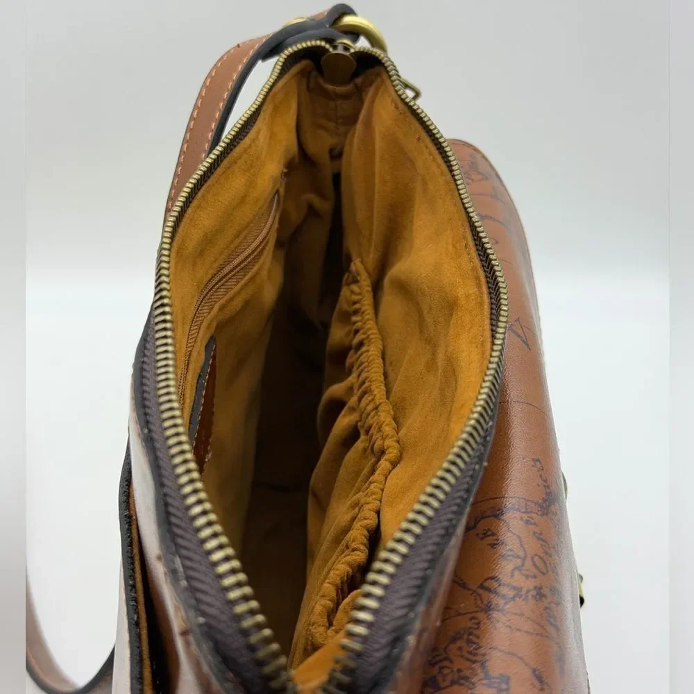 NWT Patricia Nash Avelino Leather Crossbody with Vintage Map of Print Italy